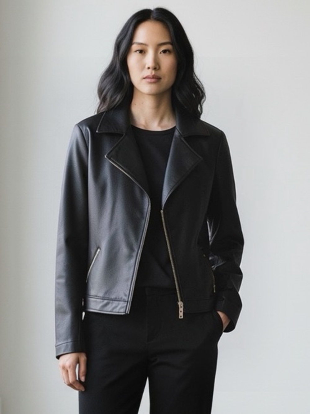 Chico’s Faux Leather Moto Zip-Front Jacket - Size 2 (L 12/14)